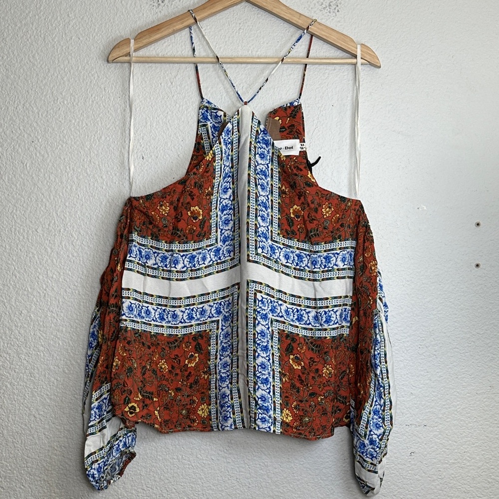 NEW Line & Dot Cold Shoulder Womens XS Top Boho Hippie‎ Coastal Cowgirl
